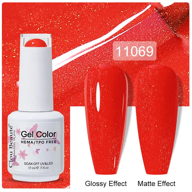 Clou Beaute 15ml Black Red Semi-Permanent Gel Nail Polish