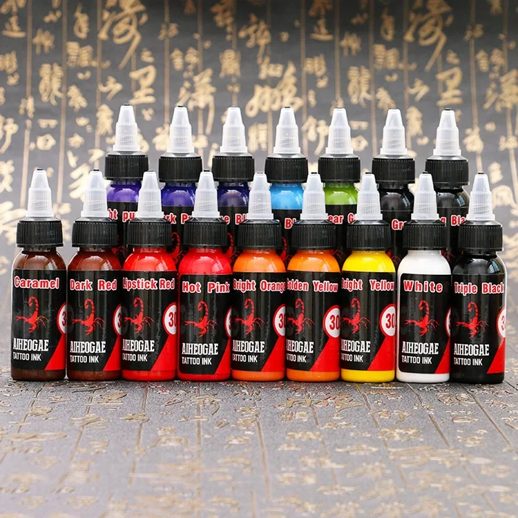 

16 Colors Tattoo Ink Ai Tattoo Practice Color 30ml Tattoo Color Pigment Ink Tattoo Ink Permanent Semi Permanent Tattoo Kit