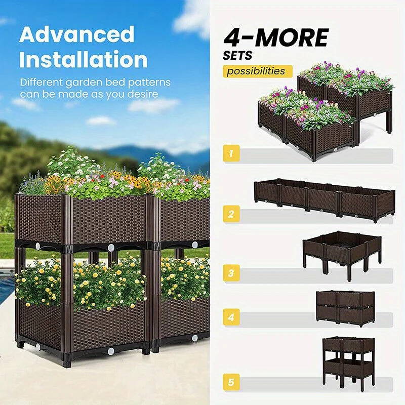 4pcs Elevated Raised Garden Bed Patio 6