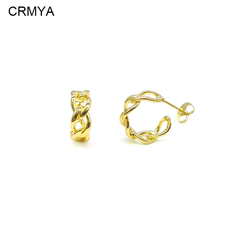 

CRMYA Gold Plated Hoop Earrings for Women Trendy Piercing Chain Circle Hoop Earrings 2023 Jewelry Accessories Wholesale
