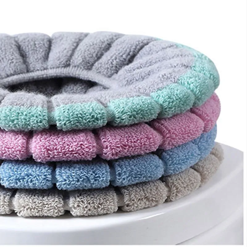 Comfortable Velvet Coral Bathroom Toilet Seat Cover Winter Toilet Cover Household Closestool Mat Seat Case Lid