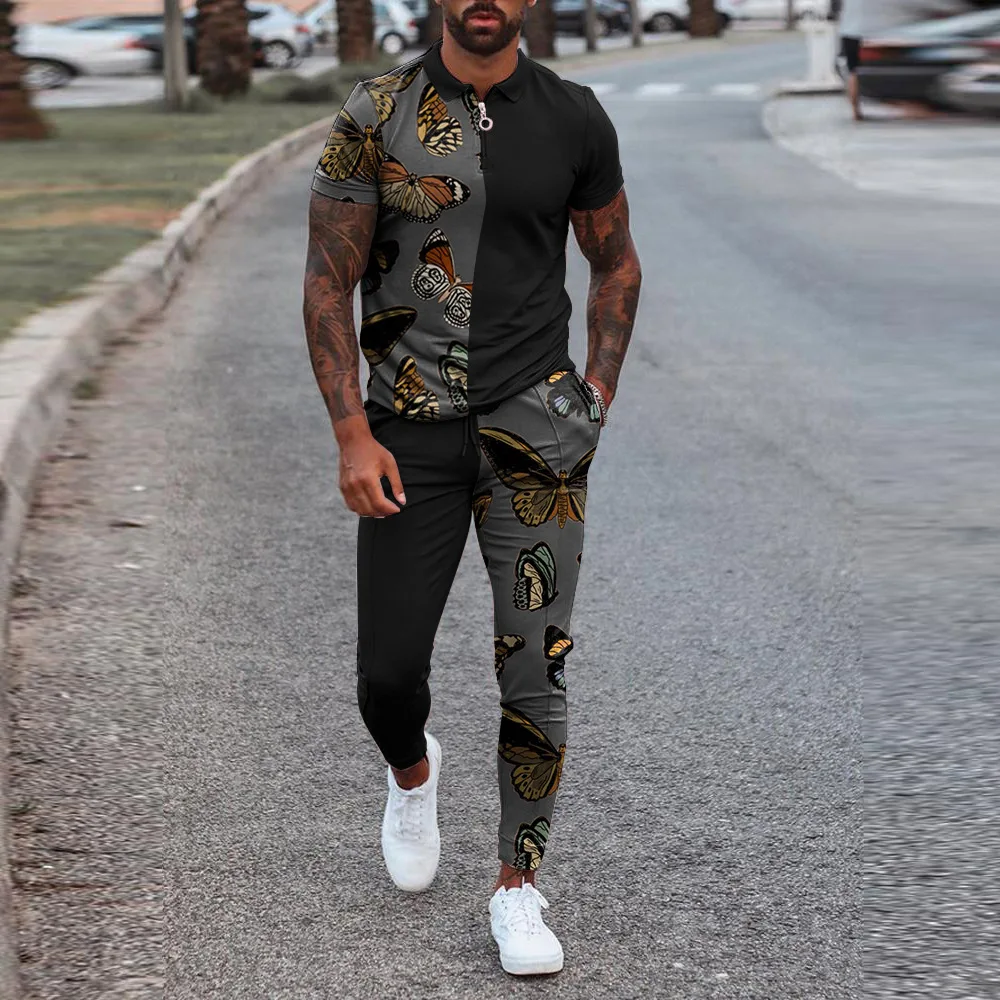 Slim Fit Trend Youth Leisure Set Multicolor Men's Set Europe and America 2023 Summer Popular Men's Wear 2023 New  Clothes