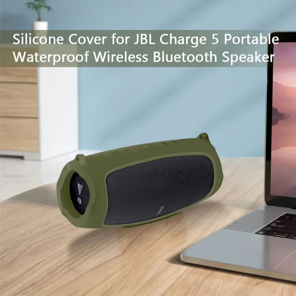 Newest Bluetooth Speaker Case Soft Silicone Cover Skin With Strap Carabiner for JBL Charge 5 Wireless Bluetooth Speaker Bag