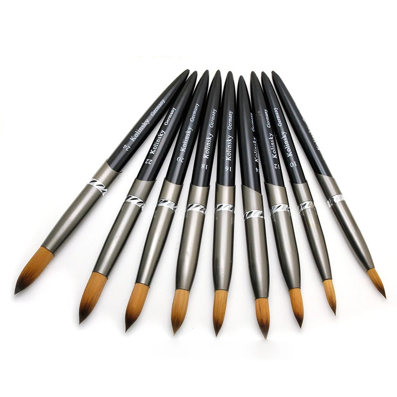 Aokitec Kolinsky Acrylic Nail BrushBlack UV Polish Nail Art Extension Pen Drawing Brushes Modle 08-22/06-14 5