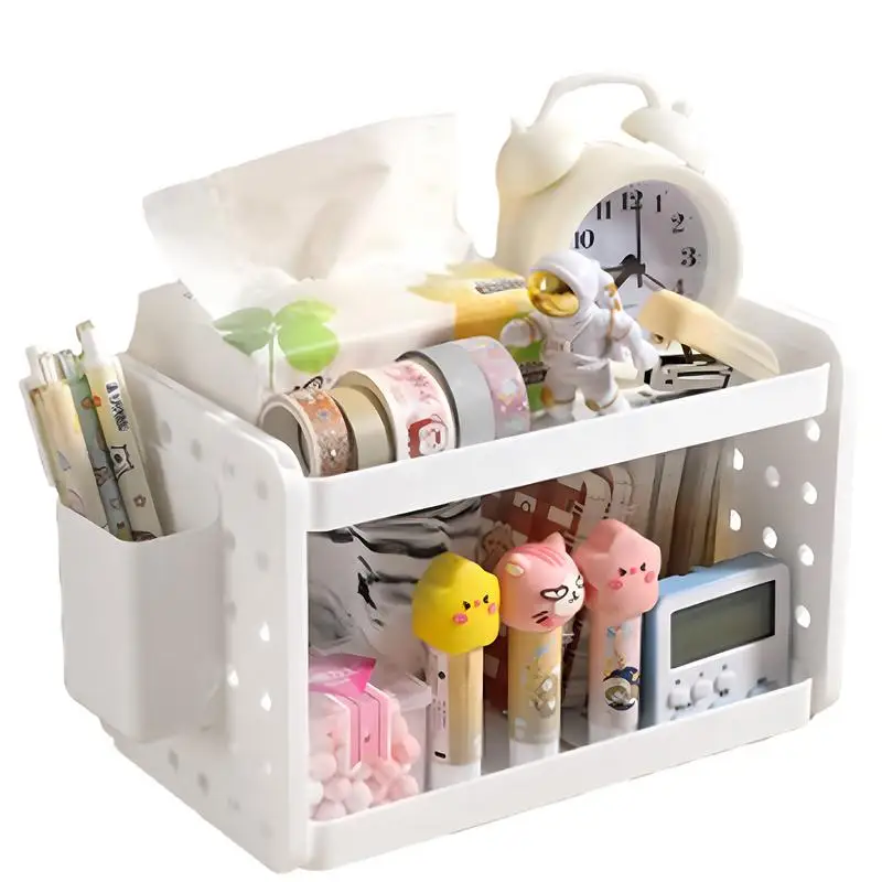

Desktop Shelf Desk Top Organizer 2 Tier Independent Stackable Tabletop Shelf-Desktop Office Storage Rack Display Shelf With