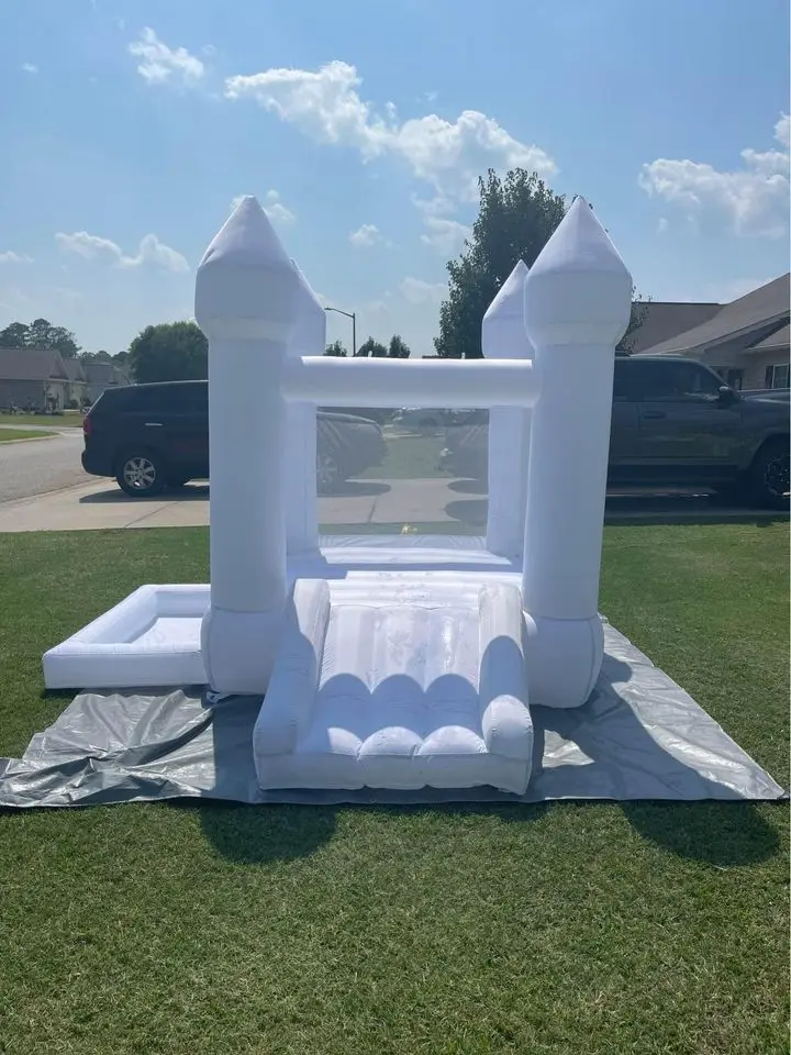 Customization Oxford 9x9x7ft White Bounce House With Ball Pit For Toddlers Inflatable Bouncy Castle Free Shipping To Door 4