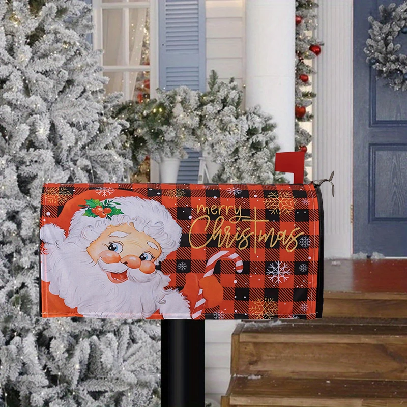 Merry Christmas Mailbox Cover Magnetic Standard Winter Snowflake Decorative Christmas Large Mailbox Wraps Post Letter Box