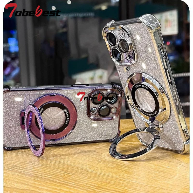 Shockproof Glitter Plating Crystal Bracelet Phone Holder Case