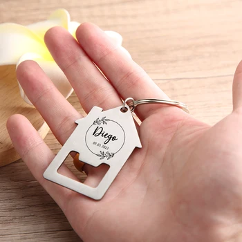 Personalized House-Shaped Bottle Opener Keychain – Stainless Steel with Name & Date - Image 4