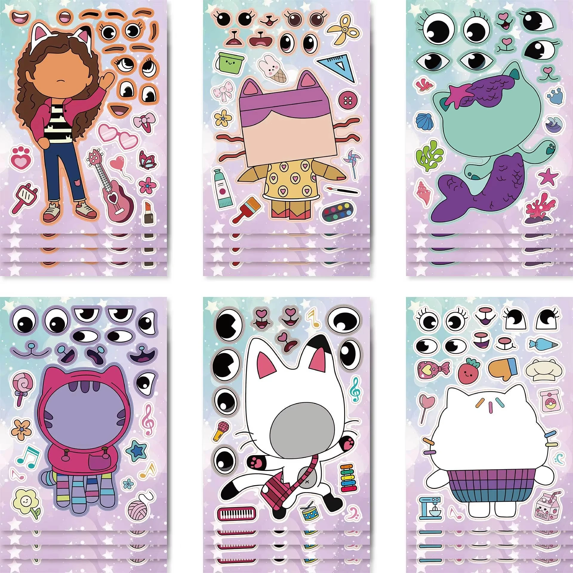 Gabbys Dollhouse Party Favors Cat Make a Face Stikers Keychains Bracelets Classroom Rewards Birthday Party Pinata Fillers Gifts
