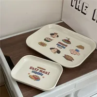 Korean INS Cute Cartoon Breakfast Plate Tray Tabletop Breakfast Snack Storage Tray Household Tableware Photography Props 1