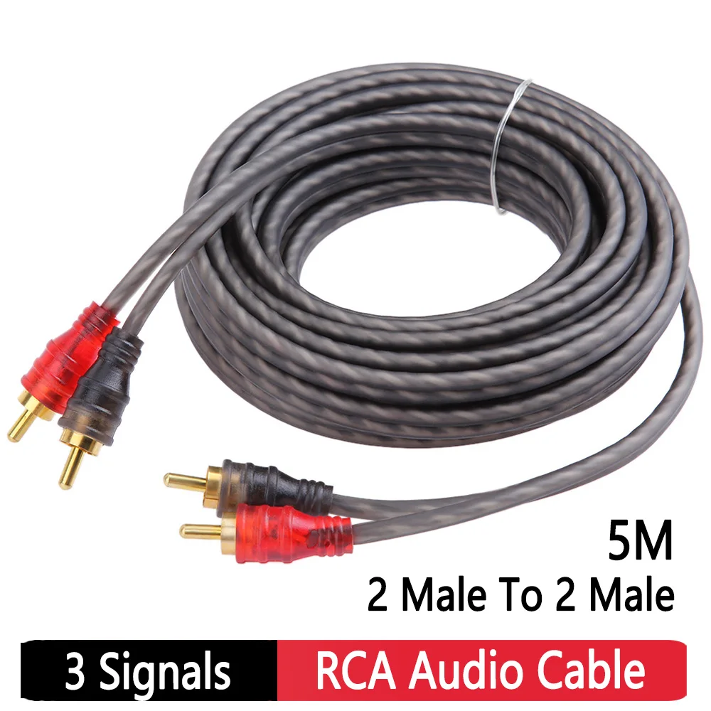 Audio Speaker Cable Audio Signal Cable Audio Cable Electrical Wire Cable Electronic Wire Cable 5m 16ft RCA Cable Copper Wire Coated 2 Male To 2 Male Stereo Audio Cables 3 Signals for Amplifiers Car Speakers