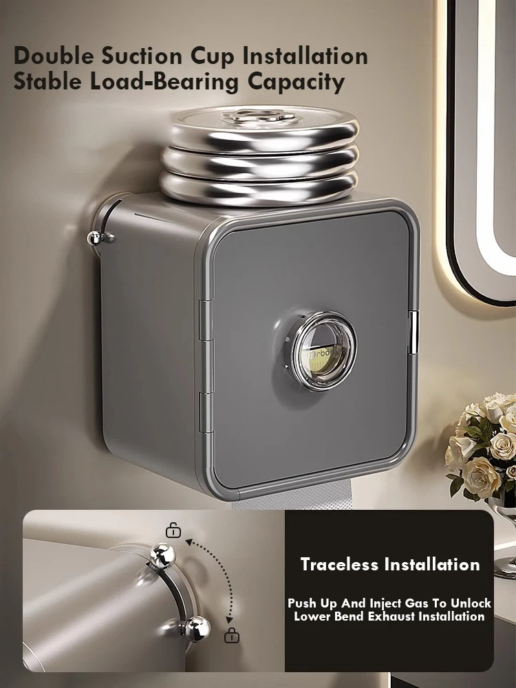 Suction Cup Bathroom Tissue Box No Punching Wall Mounted Suction Paper Roll Paper Double Layer Tissue Holder Bathroom accessorie tissue holder