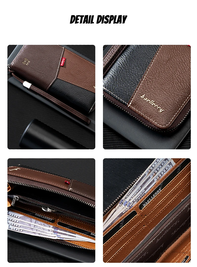Neue Große Kapazität Männer RFID Geldbörsen Handtaschen Karte Halter Zipper Männlichen Geldbörsen Hohe Qualität Telefon Tasche Männer Geld Clips – Detail 10
