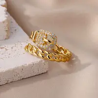 Belt Chain Rings for Women Men Gold Plated Stainless Steel Ring 2023 Trend Luxury Korean Fashion Aesthetic Jewelry anillos mujer - Image 4