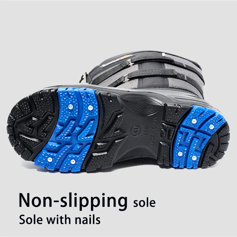 Chaussures de pêche hivernales étanches avec clous en acier - Bottes de wading chaudes pour randonnée et chasse