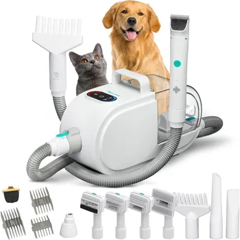 Dog Grooming Vacuum and Kit, Hair Dryer 8-in-1, 60db Low Noise Vacuum for Shedding and Grooming 1