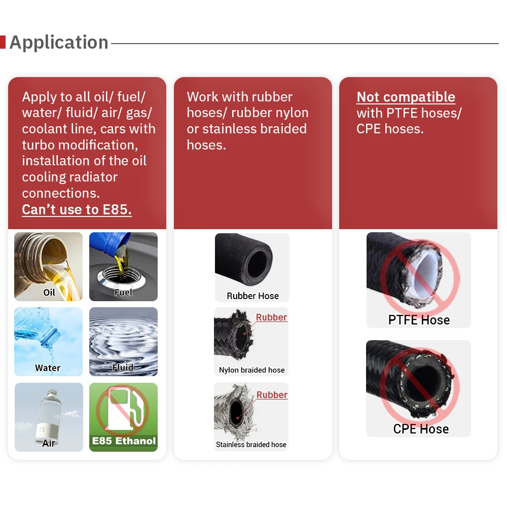 Oil Line Fitting Adapter Reducer Expander Fitting Universal AN6 AN8 AN10 Push-on Hose End Fittings Fuel Oil Cooler Hose Fitting