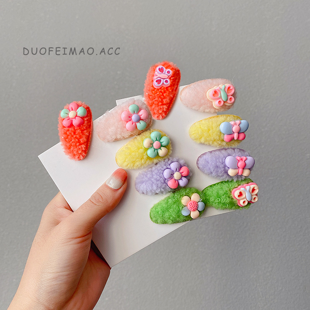 Pcs/Set Baby Girls Cute Nylon Cartoon Flower Bow Ornament Hair Clips Children Sweet Barrettes Hairpins Kids Hair Accessories