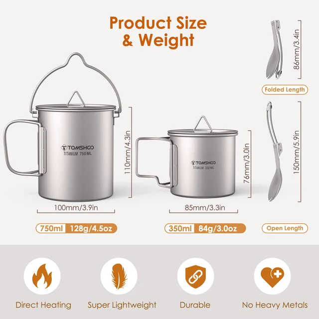Ultralight Titanium Cookware Set 4