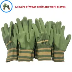 12 Pairs of Wear - Resistant Rubber Gardening and Work Safety Gloves - L (12 pairs of green)