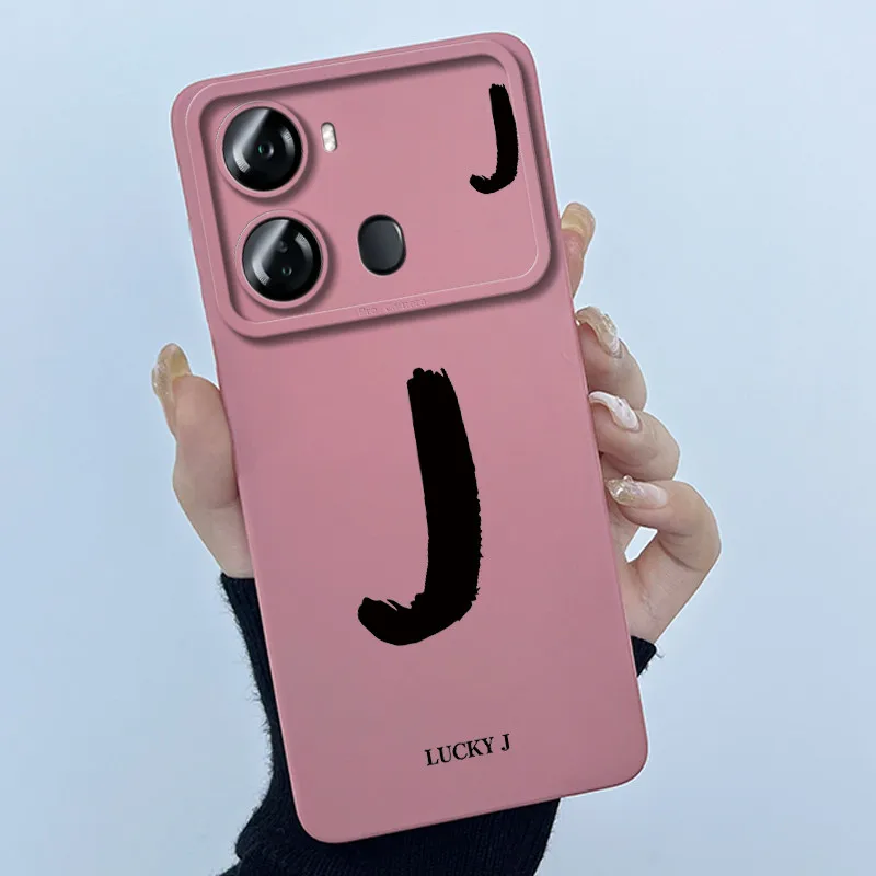 Lucky Initial Letter Soft Matte Silicone TPU Shockproof Phone Case