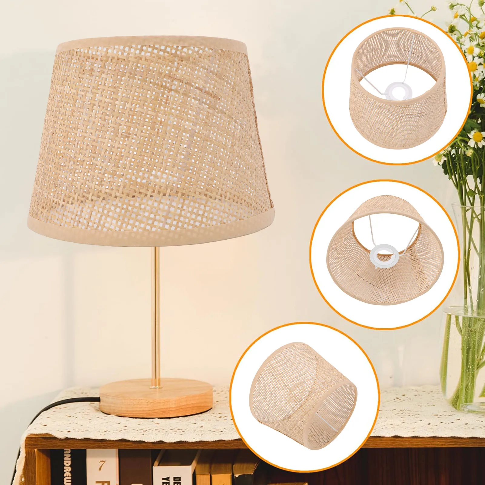 Lamp Shade Lamp Shade Retro Hand Crafted Rattan Woven Lampshade Compatible with E27 E14 Table Lamp Ceiling Lamp Pendant Lamp