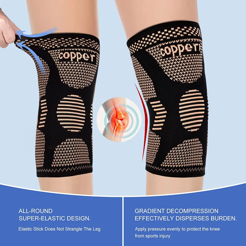 Copper Knee Brace Knee Support Compression Sleeves Knee Pads for Sport,Meniscus Tear,ACL,Arthritis,Joint Pain Relief,Working Out