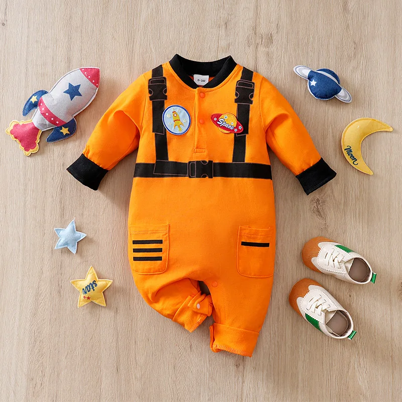 0-18 months jumpsuit cotton going out Spring and Autumn Baby Jumpsuit Boys Girls Orange Astronaut Clothing baby jumpsuit,cotton jumpsuit,baby clothing