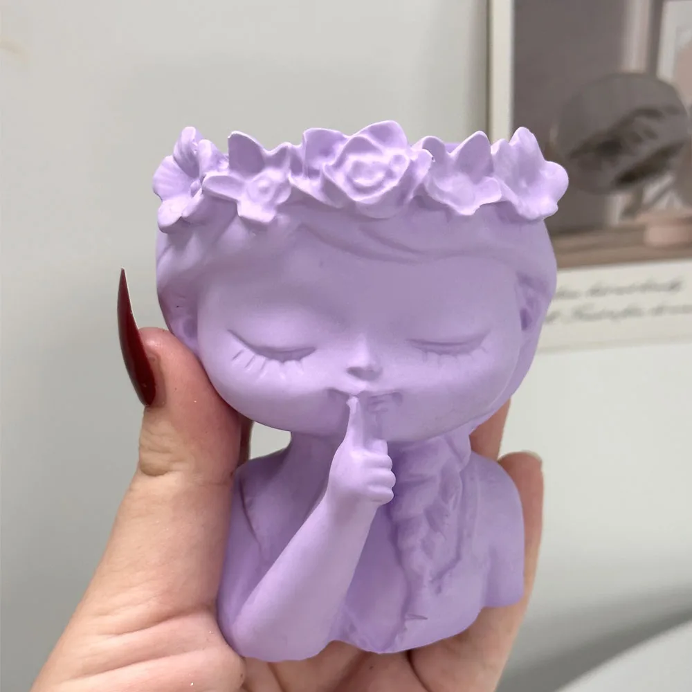 Cute Girl Flower Pot Silicone Mold DIY Sleeping Beauty Vase Storage Box Mould Plaster Resin Concrete Cast Molds Home Decor Gift