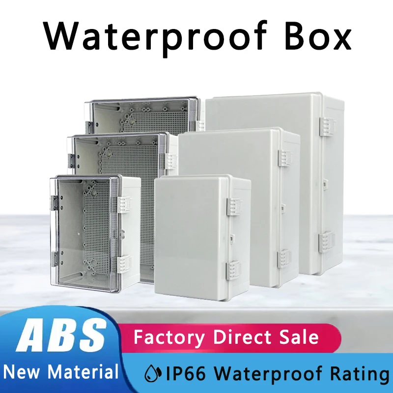 IP66 Waterproof Cover Enclosure Power Junction Box ABS Plastic Hinge Outdoor Electronic Distribution Box