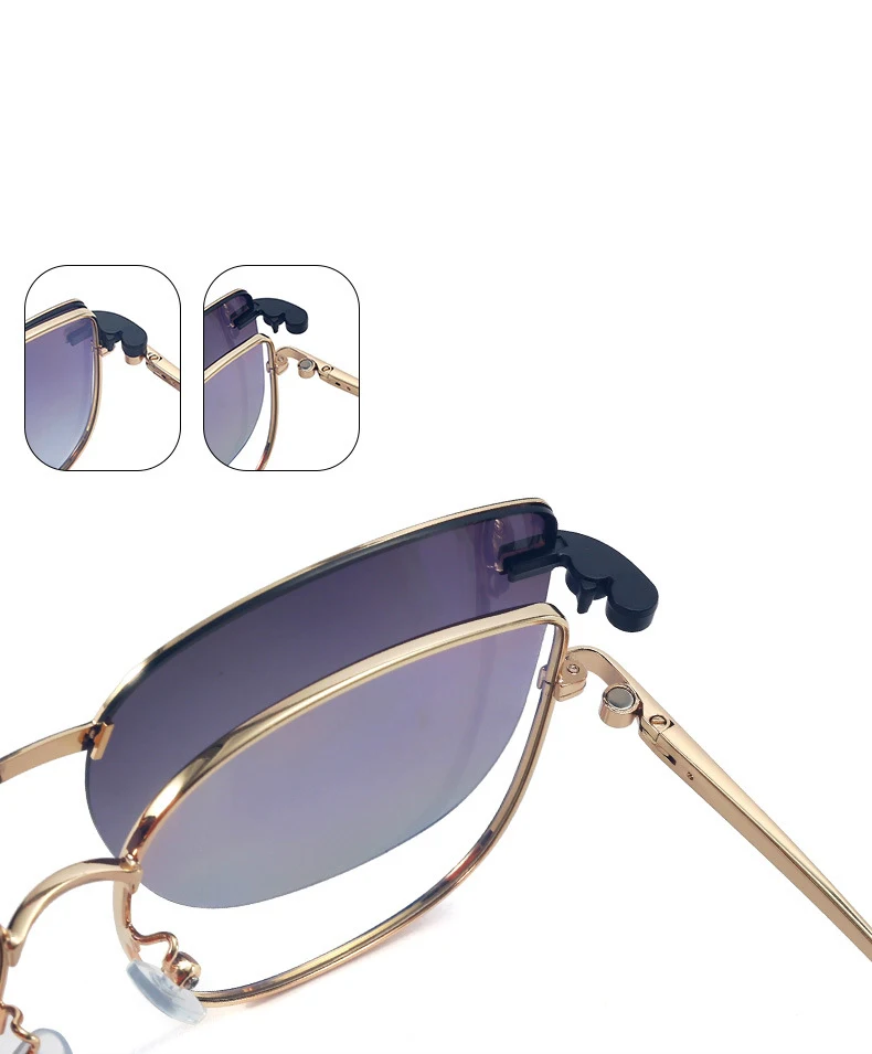 53848 Mode Magnetische Clip Polarisierte Sonnenbrille Metall Federscharnier Optische Brillengestell Anti Blau Computerbrille – Detail 9