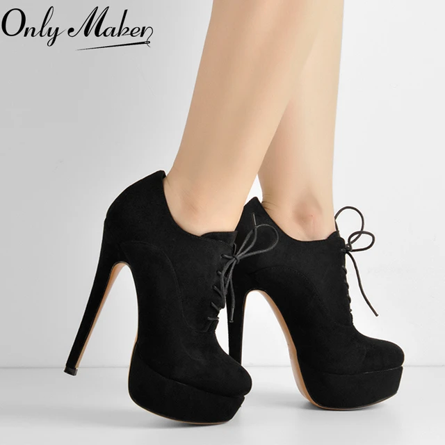 Only Maker Black Platform Chunky Heels Ankle Boots