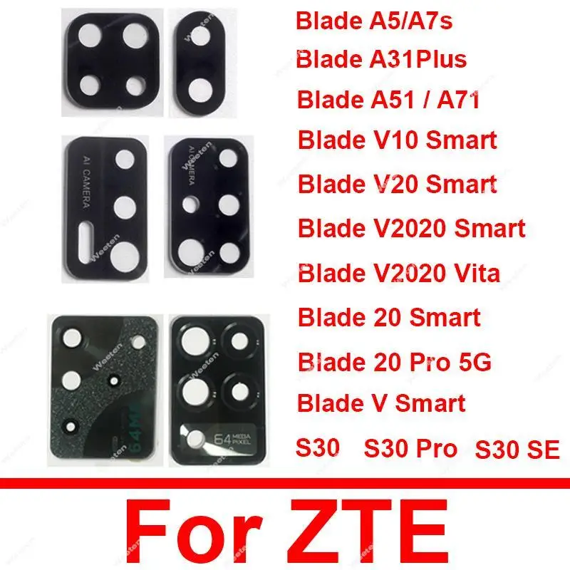 Стеклянная задняя камера для ZTE Blade A5 A7S 2020 A31 Plus A51 A71 V10 V20 V2020 20 Smart Vita 20Pro S30 Pro S30SE