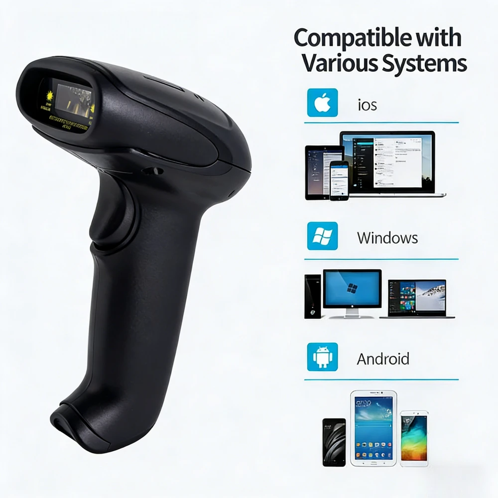 Pistola de scanner de código de barras 2d a laser sem fio bluetooth entrega rápida deslizamento especial sem fio bluetooth scanner portátil arma