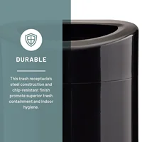Modern Trash Can, Durable, Puncture-Resistant Stainless Steel, 14 Gallon, Black 2