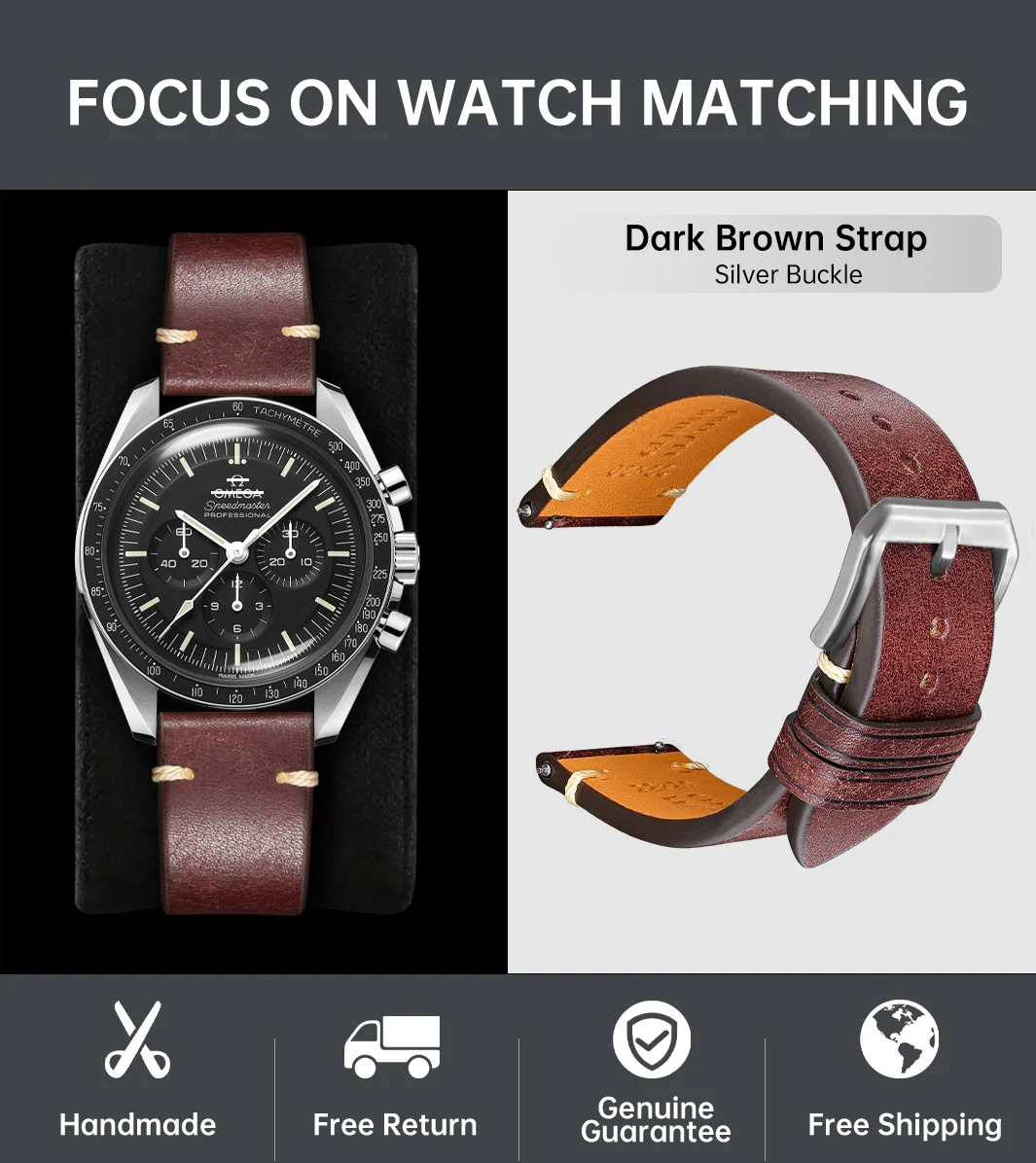 Correa DE cuero DE liberación rápida para reloj OMEGA SEAMASTER