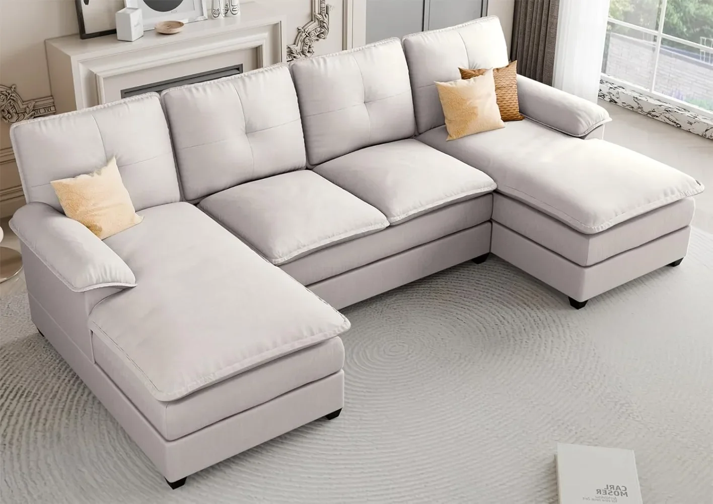 Description Picture 2 of itemSectional Couches for Living Room, U-Shaped Couch 4 Seat Sofa Set with Double Chaises, Modern Fabric Modular Sectional