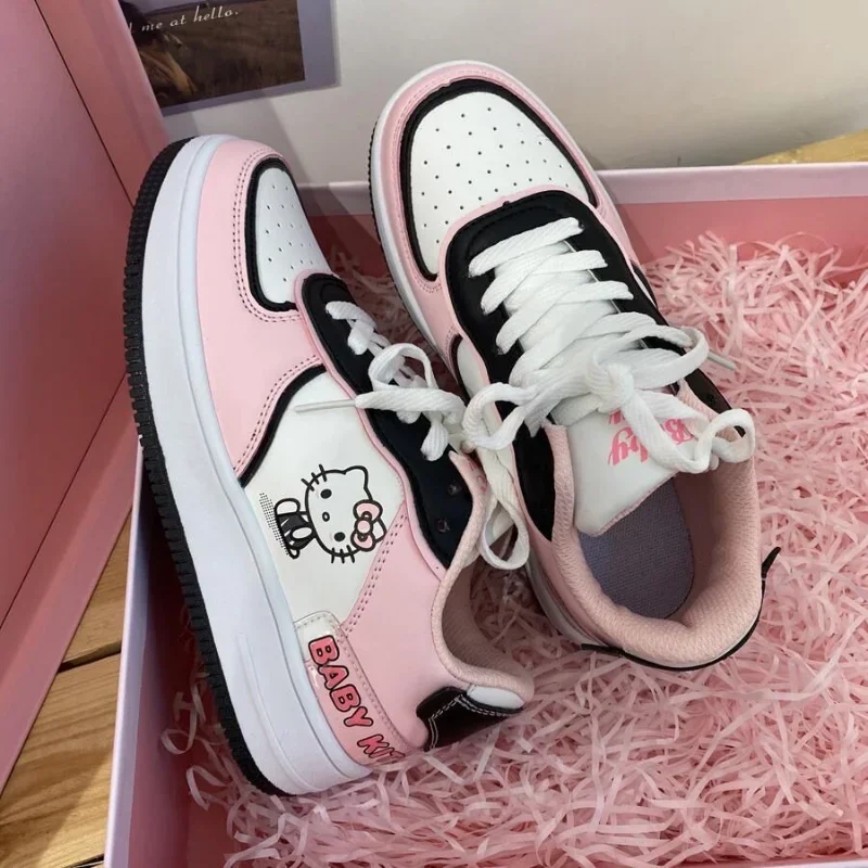Spring/autumn Girls Hello Kitty Cute Pink Sneakers Female Harajuku Soft Girl Skateboard Shoes Casual Vulcanized Shoes Women - Image 2