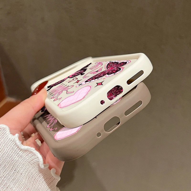 Pink Cartoon Butterfly Shockproof Soft TPU Phone Case