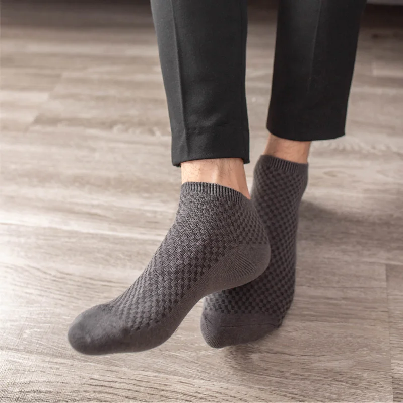Mens Business Socks - 10 Pairs Black Deodorant Breathable Short Solid Color