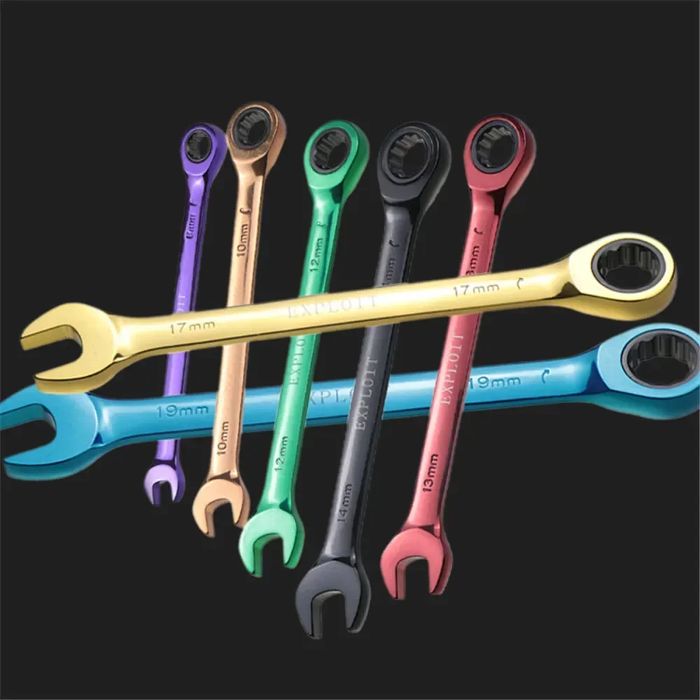 

Ratchet Wrench Color Torx Wrench Open Wrench Automotive Mechanical Tools for Men 8/10/12/13/14/17/19mm Push Cart Tool Full Set