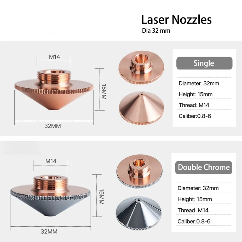 Laser Cutting Nozzle Type A D28 M11 D32 M14 H15 Single/Double Layer Caliber 0.8-6.0 Raytools Precitec WSX Laser Cutting Machine laser cutting nozzle