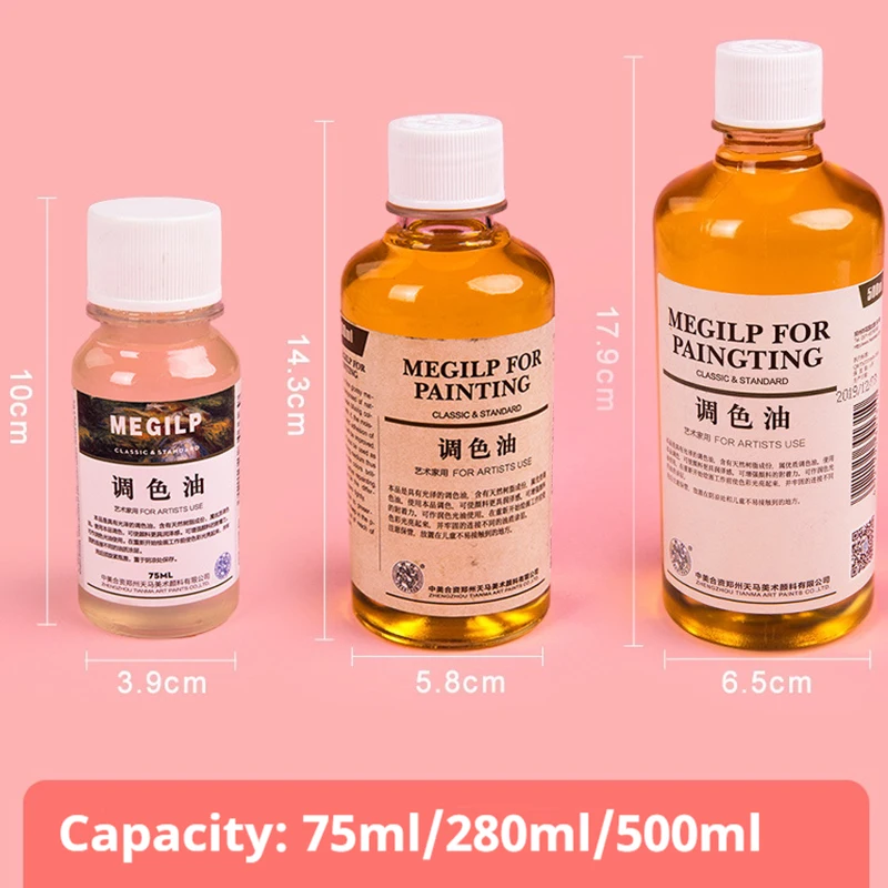 75/280/500 ml Linseed Medium Oil Paint Thinner/Toner Oil /Polish Retouch/Gloss Varnish 5