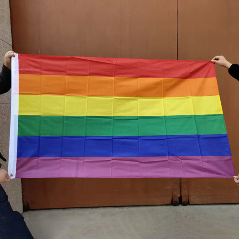 60x90cm Rainbow Flag LGBTQ+ Gay Pride Banner Colorful Gay Pride Striped Flag for Intersex Community Intersex Progress Bisexual