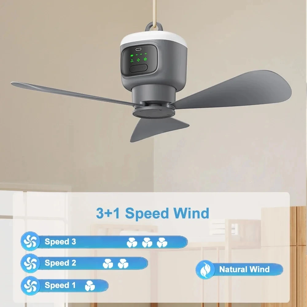 12000mAh Portable Ceiling Fan 450mm Blade Camping