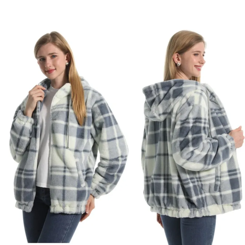 Winter Plush Fleece Warm Coat Unisex for Adults Flannel Faux Fur Double Layer Soft Warm Hoodie Sweatshirt
