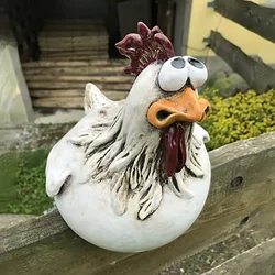 Whimsical Chicken Fence Decor: Resin Garden Hen Sculpture (A)