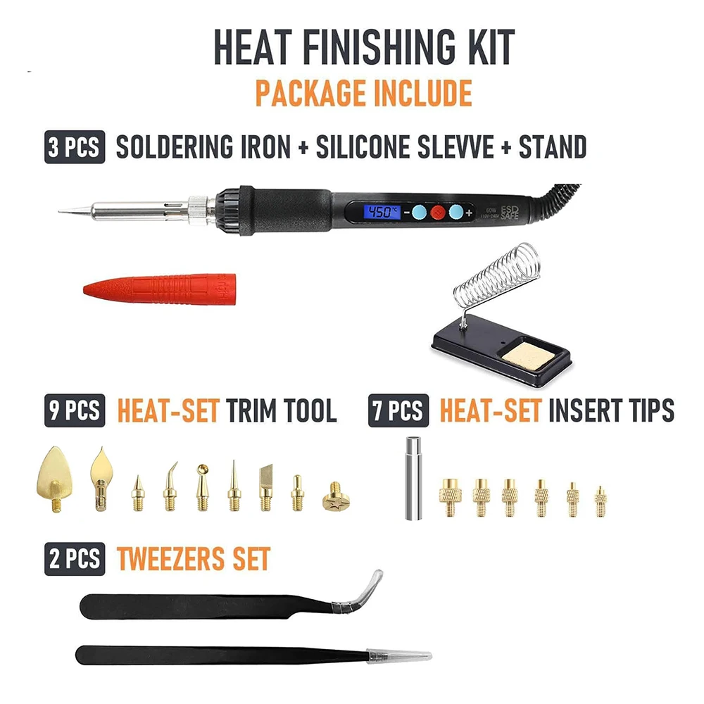 3D Printing Accessories 21PCS Smoothing Modify Finishing Tool Kit Soldering Welding Iron Heat Insert