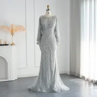 Luxury Dubai Gold Mermaid Evening Dresses with Cape Shawl Arabic Formal Prom Dress for Women Wedding Party 117 1